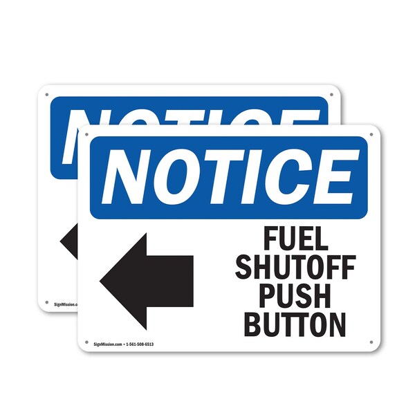 Signmission Fuel Shutoff Push Button (Left Arrow), 10 in W x Rectangle, Plastic OS-2PACK-NS-P-710-L-12941 - main